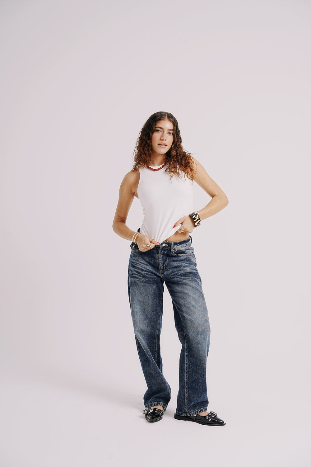 The white double layered tanktop
