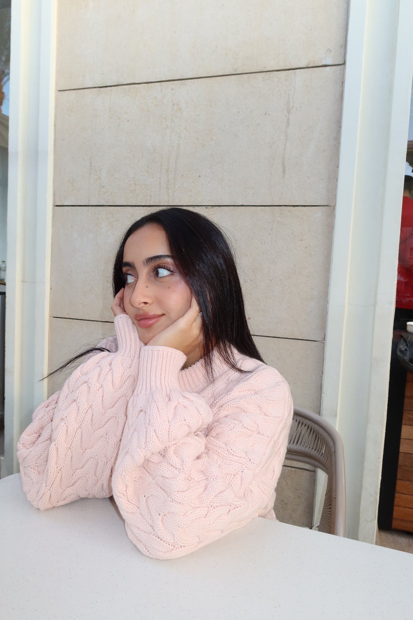 The powder pink pullover