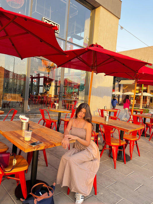 The taupe linen smock dress