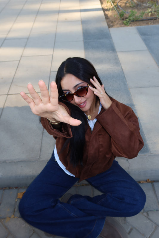 The brown suede jacket