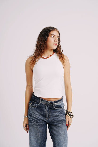The white double layered tanktop