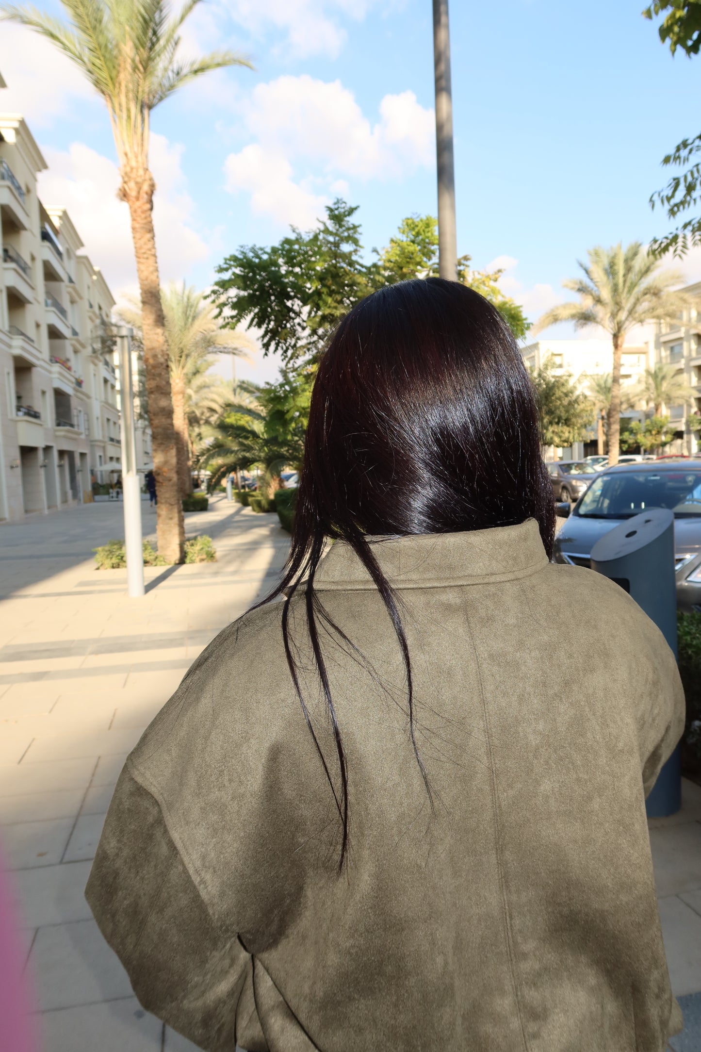 The olive suede jacket