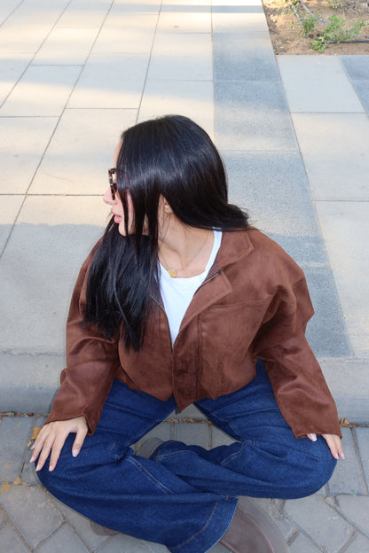 The brown suede jacket
